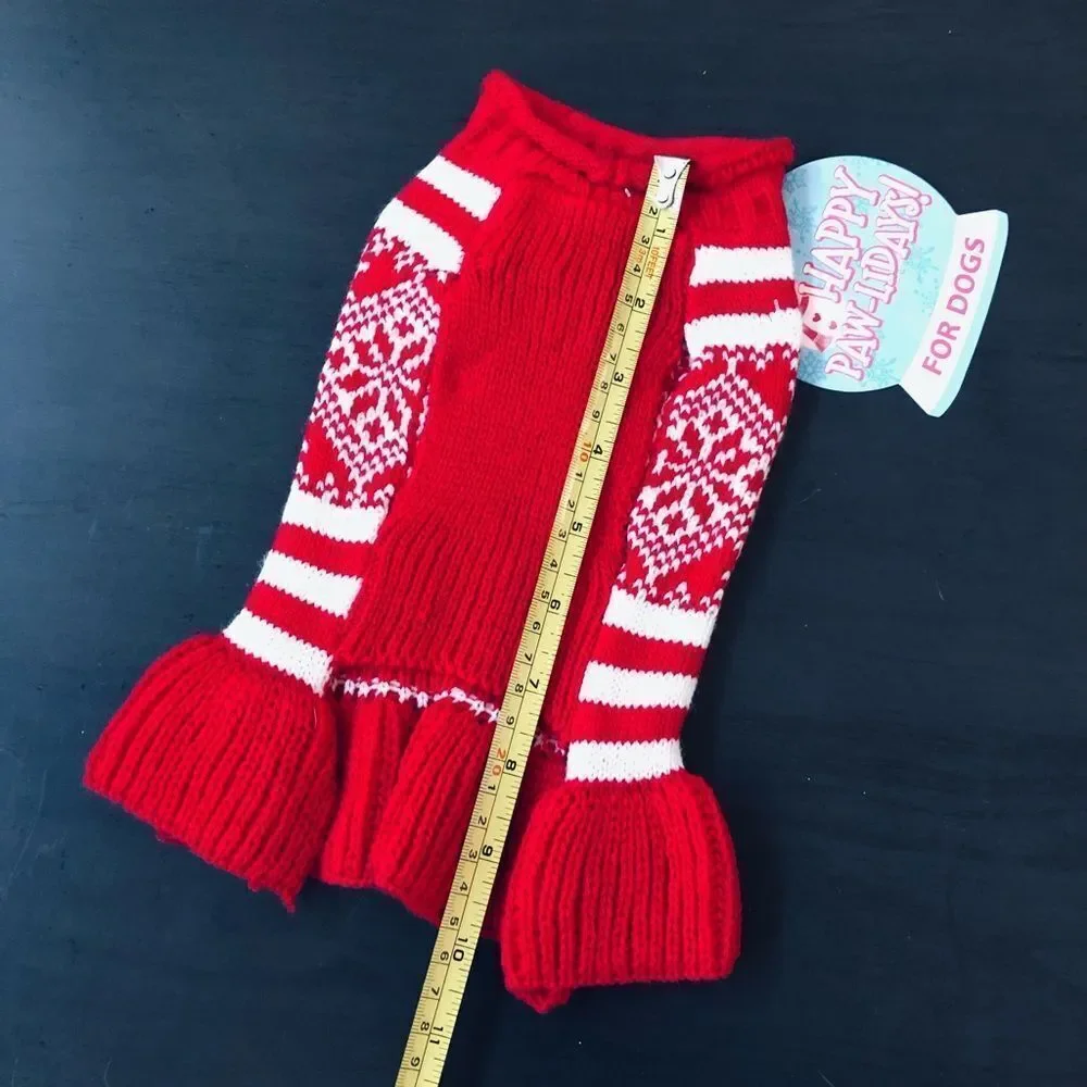 Fair Isle Nordic Christmas Knit Dog Pet Sweater Dress XS